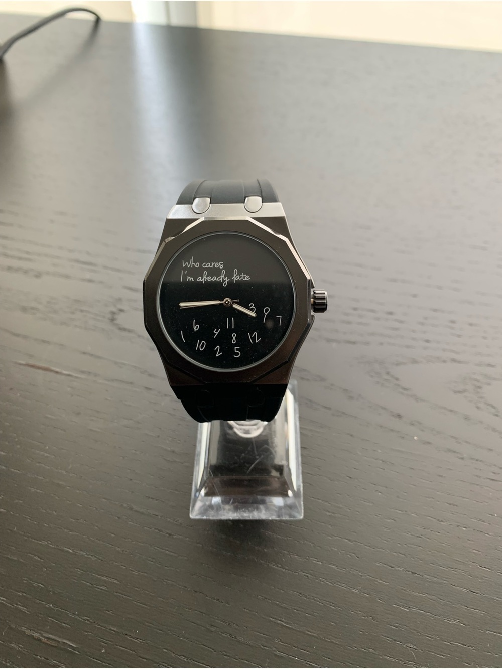 Who Cares I’m Already Late dial watch Royal Oak style Black dial
